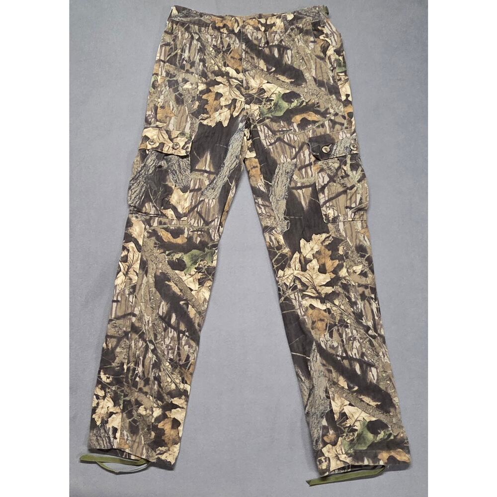 Vintage Gander Mountain Mossy Oak Camo Cargo Hunting Mens Pants 32x34 Adjustable